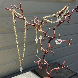 Custom made Handcrafted Brass with Clear Crystal Set